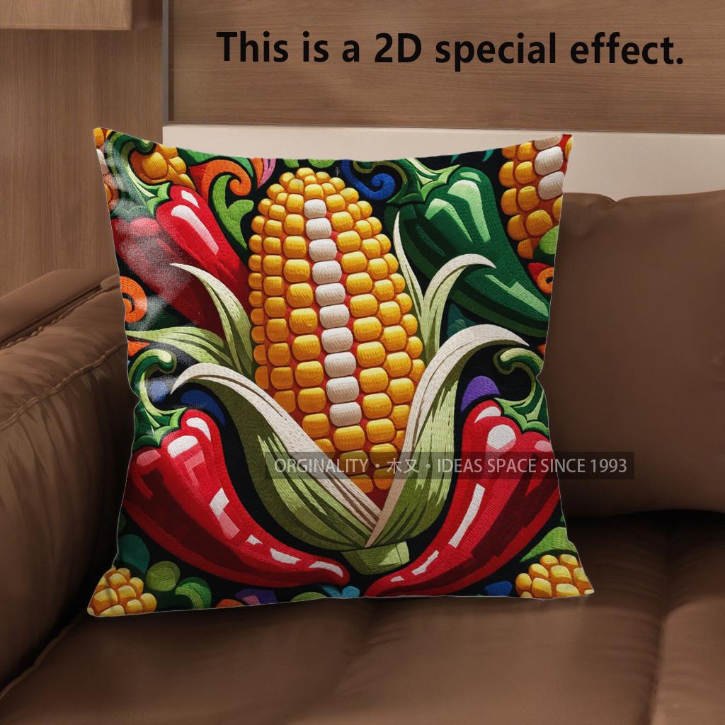 2D Southwest Chili Taco Corn Print Throw Pillow Covers Pattern Cushion Cover Suitable For Sofa Bedroom Car Pillow Cover