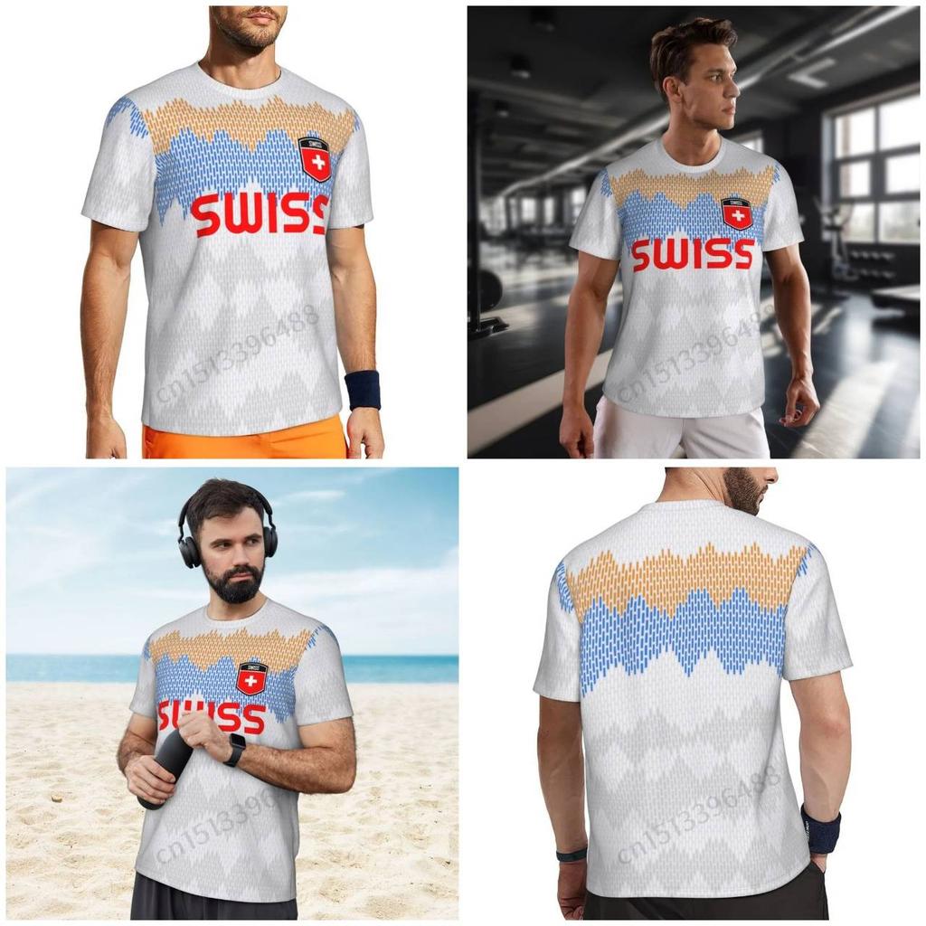 Switzerland Swiss SUISSE Soccer Football Tshirt Print 3D Flag National JERSEY CHEER Training Round Neck Unisex Men Women Sport Short Sleeve Uniform