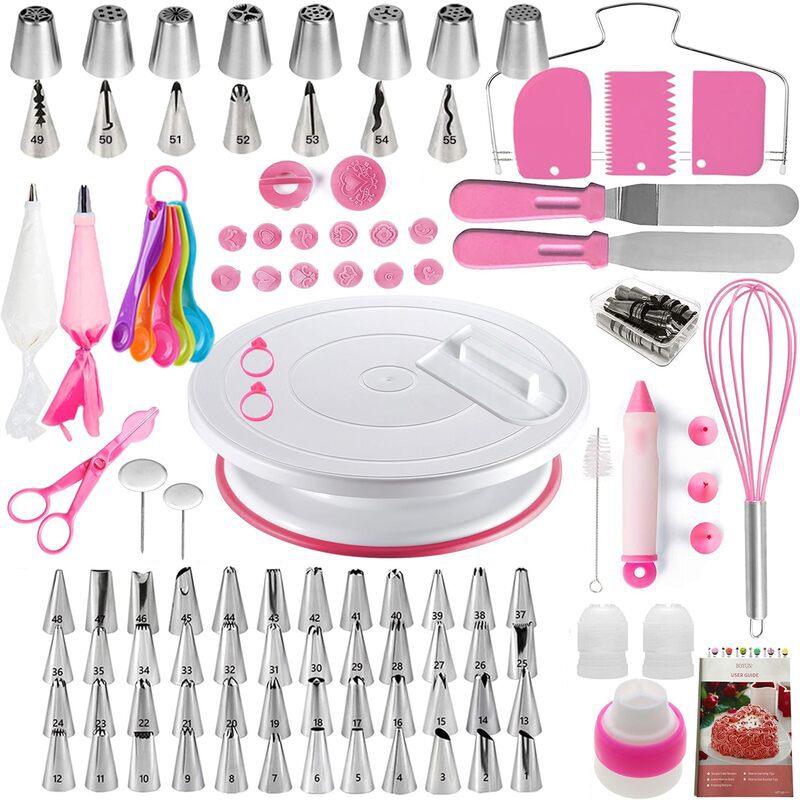 

Набор для украшения торта: Поворотный стол, насадки и инструменты для выпечки для начинающих, 137 предметов