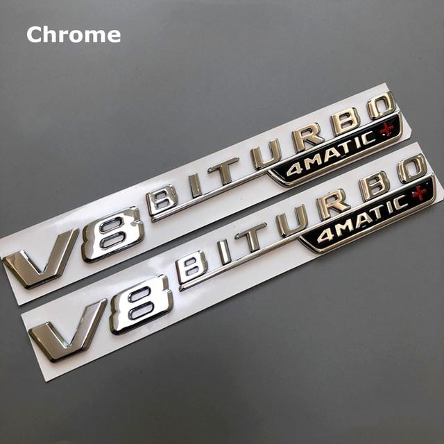 2Pcs Best V8 BITURBO 4MATIC AMG Car Fender Emblem Sticker For Mercedes Benz AMG W117 W205 C63 E63 W212 W176 A45 GLA45