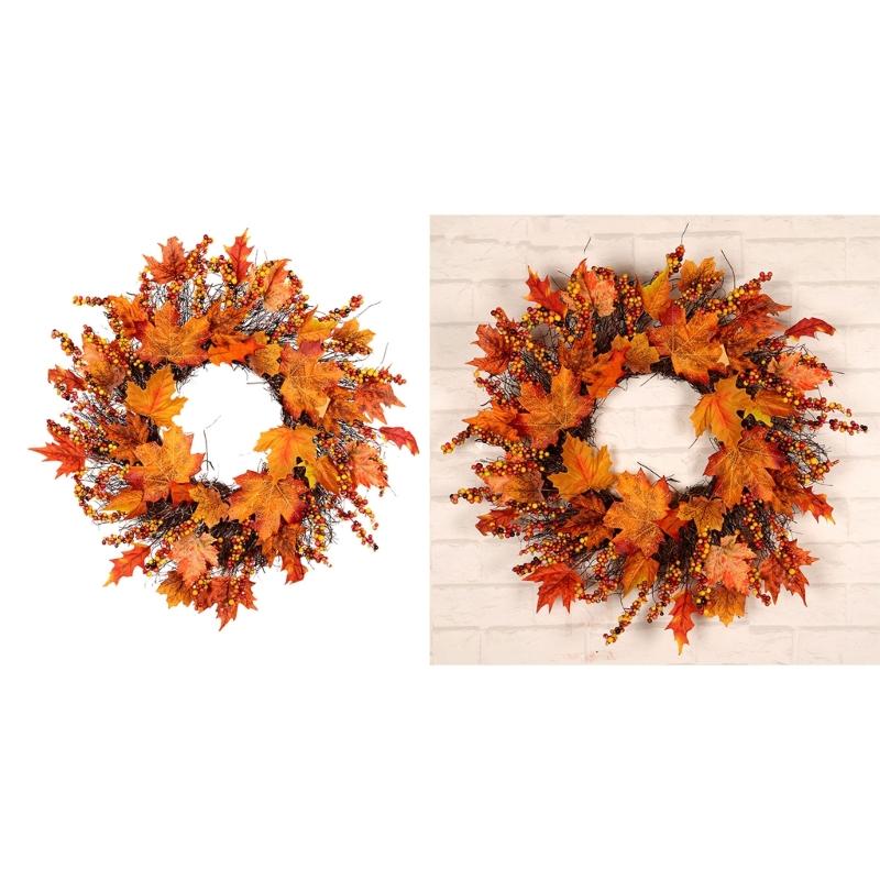 Herbst-Türkranz Herbsternte-Kränze Für Haustür Herbst-Bauernhaus-Kranz Mit Beeren und Ahornblatt Für Draußen