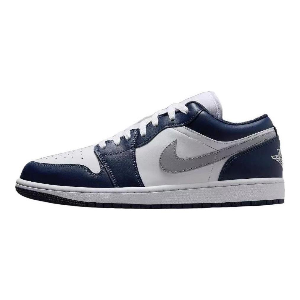 Jordan Air Jordan 1 Slip Resistant Coverage Balance Impact Resistant Low Top Vintage Basketball Shoes GS White Blue 553560-141(Team59-SBOX)