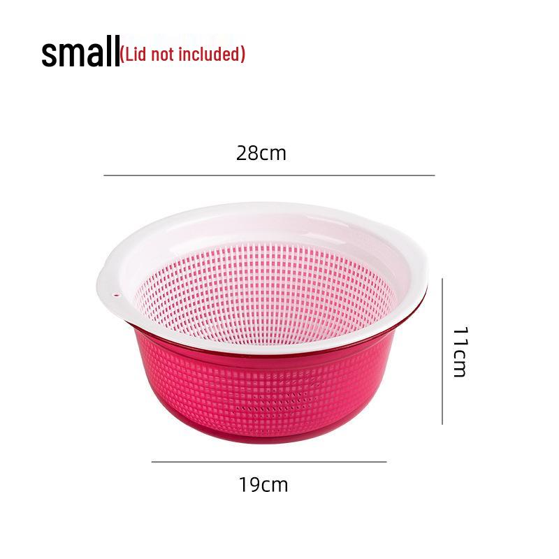 Large Kitchen Double-Layer Drain Basket with Lid for Fruit & Vegetable Washing and Storage