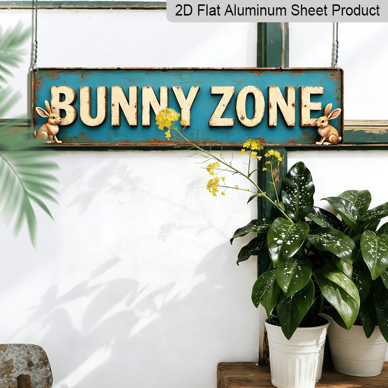 Retro Country Style Rabbit Area Metal Sign-humorous Rabbit Wall Art Aluminum Decorative Sign, Durable Aluminum 3.9x15.7 Inch Indoor/outdoor Wall