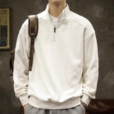 Herren Sweatshirt Halber Reißverschluss Elastische Bündchen Lange Ärmel Stehkragen Locker Einfarbig Lässig Alltagskleidung Schule Mittellanges Oberteil