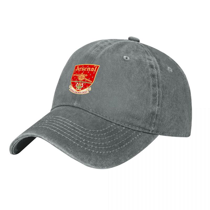 Arsenal Football Club Logo Washed Cotton Baseball Cap Classic Team Crest Design Adjustable Fit Unisex Canvas Hat for Fans