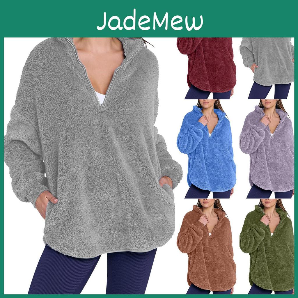 Stand Fleece Womens Fashionable Collar Sweatshirt Casual Top
