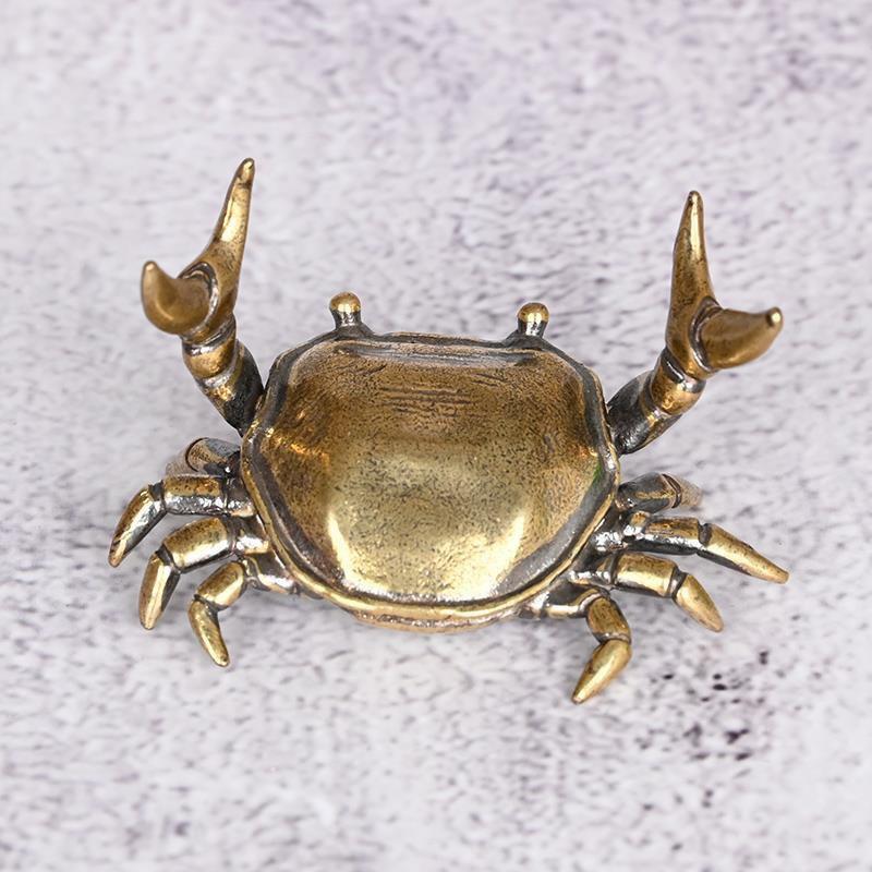 1Pcs 5.4*3.1Cm Creative To Do Old Copper Crab Ornaments Lifting Crab Desktop Cover Desk Pen Holder Arts And Crafts