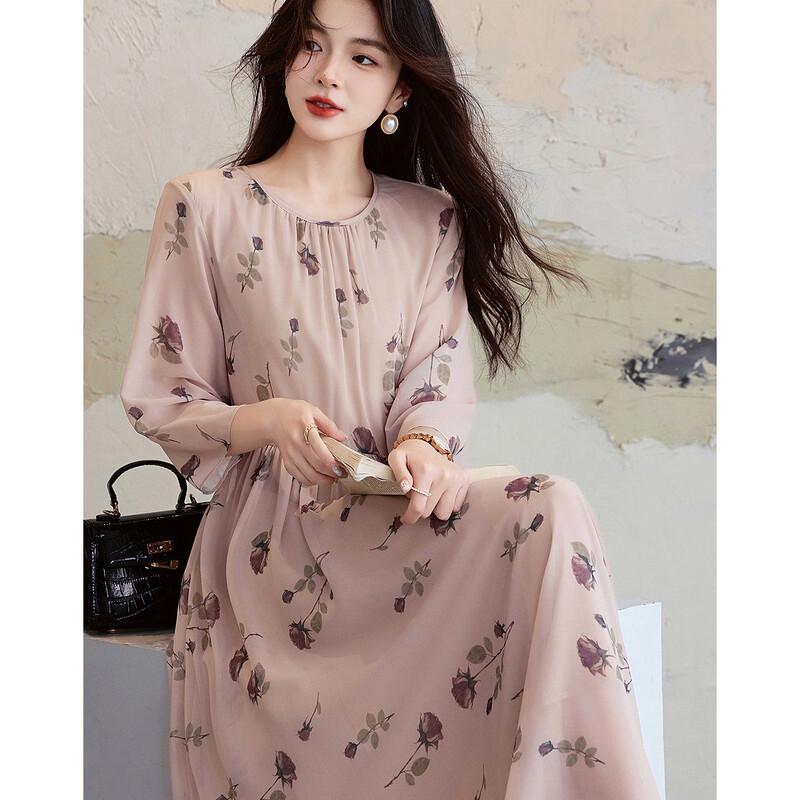 Demana Flowy Chiffon French Floral Maxi Dress