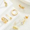 17KM 7PCS Stainless Steel Gold Color Circle Hoop Earrings Set for Women Simple Zircon Flower Stud Earring Cartilage Jewelry