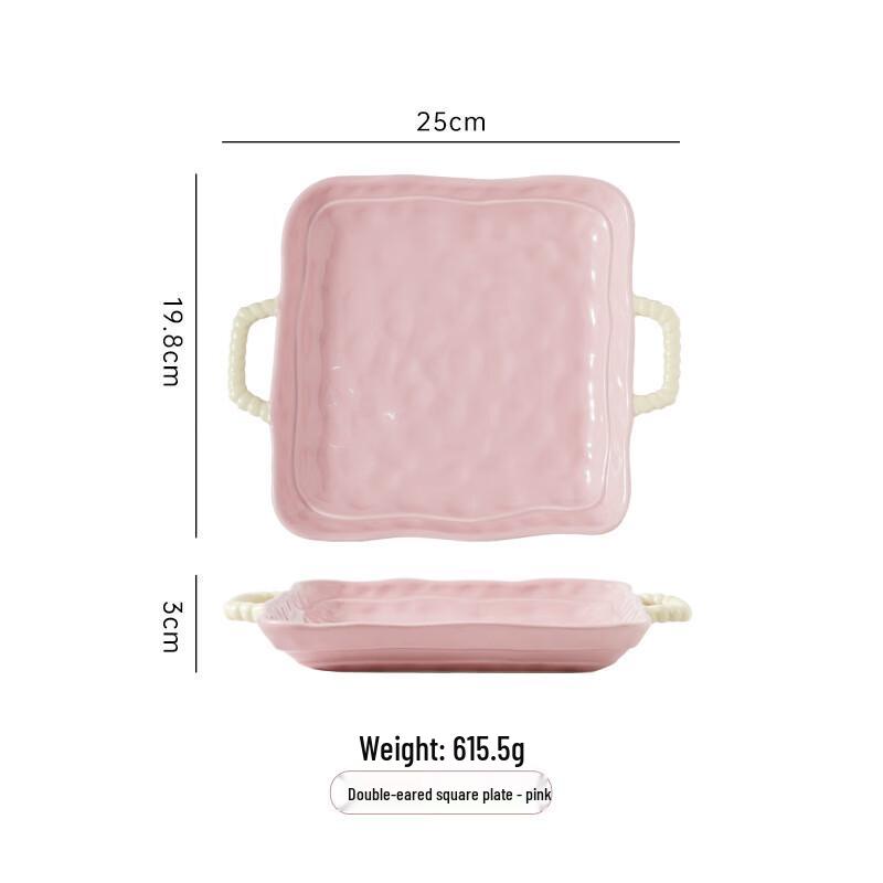 Color-block Ceramic Handle Bowl 8-inch