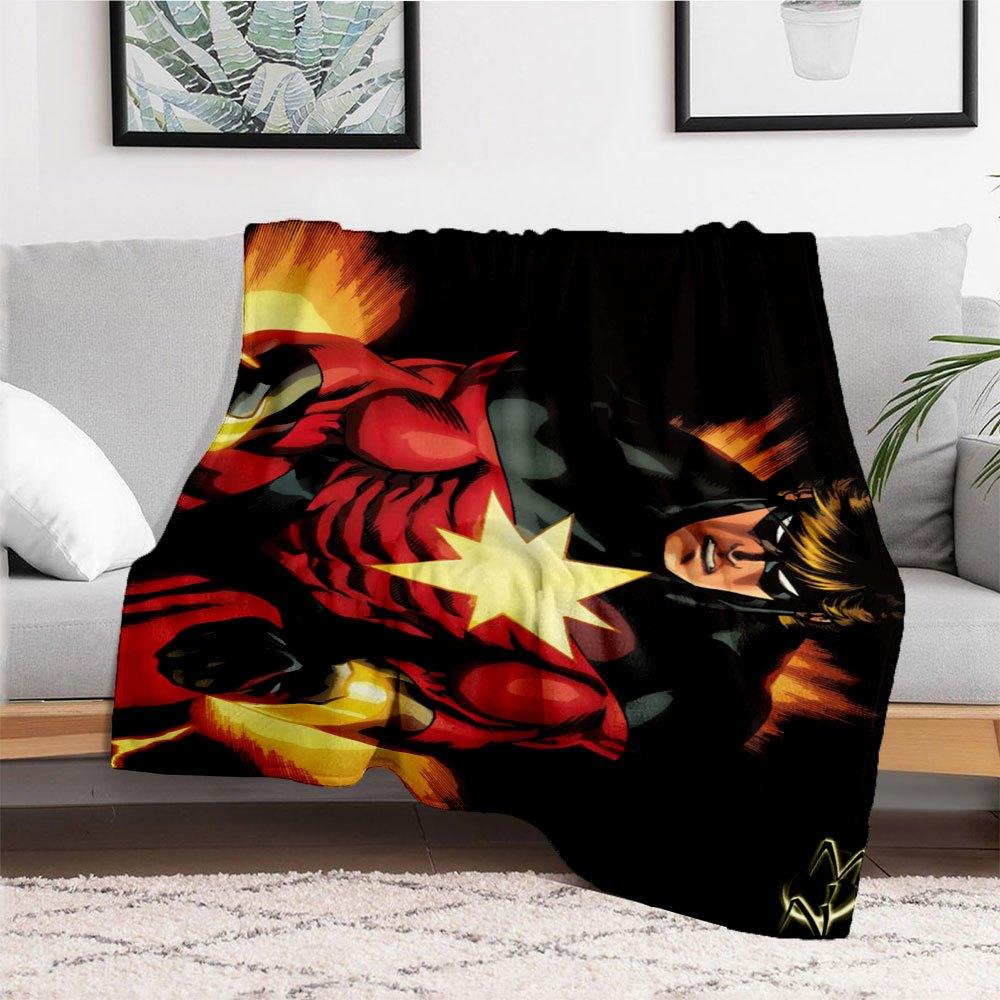 Captain Marvel vs Iron Man: Epic Battle Comic Art PrintBlanket Flannel Throw Blanket for Sofa, Bed, Travel, Camping, Office, Couch, Chair