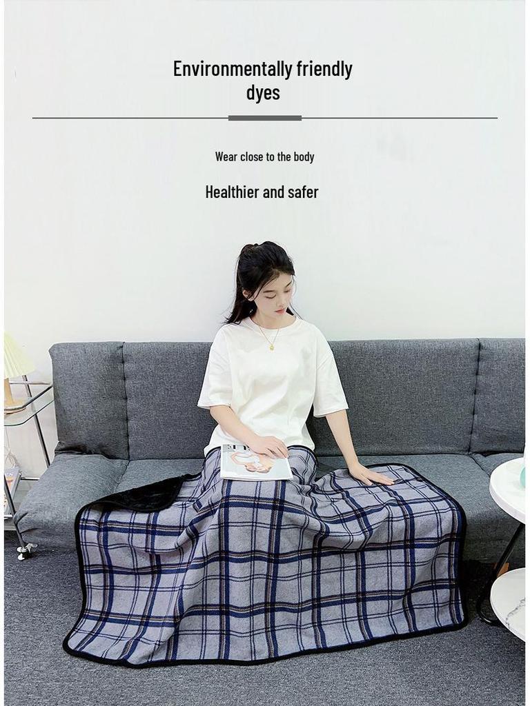 Double-Layer Fleece Shawl Blanket with Buckle - Warm, Multifunctional Office Blanket for Women