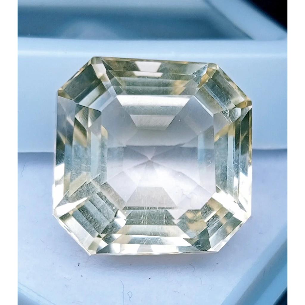 Beautiful Natural Light Yellow Sapphire 14+ Ct Asscher Cut Certified Gemstone