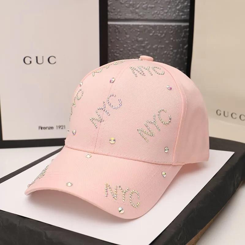 Женская весенне-летняя универсальная фуражка со стразами, повседневная солнцезащитная бейсболка с алфавитом и алфавитом one size розовый