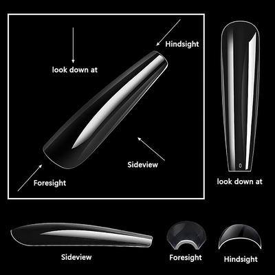 240Pcs/Box Fake Nails Clear Super Long False Nail Acrylic Artificial Nail For Extension Manicure Charms Nail Tips Art Salons