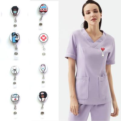 Portable Practical Doctor Nurse Clip Badge Reel Clip ID Card Badge Holder Retractable Keychain