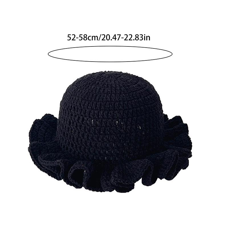 Colorful Crochet Ruffle Bucket Hat Warm Stretch Knit Hat New Year Celebration Women'S Fashion Handmade Beanie Hat Tool Tentacle