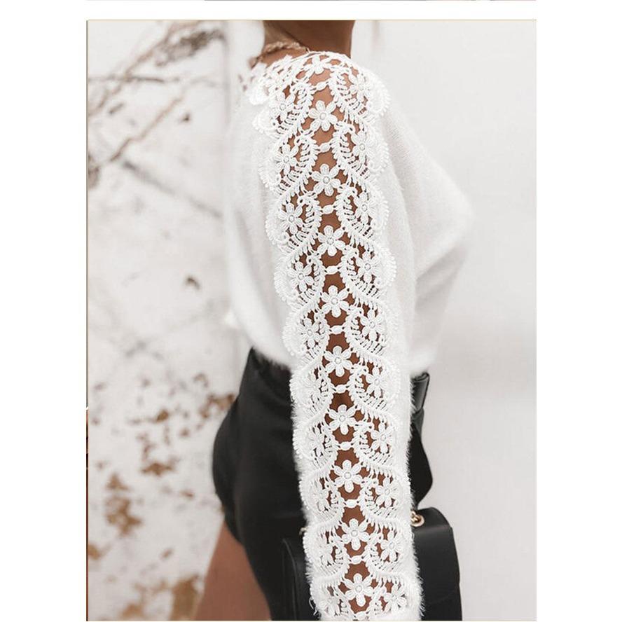 YYFS Maglioni a girocollo a maniche lunghe con stampa tinta unita, casual, autunno inverno, da donna