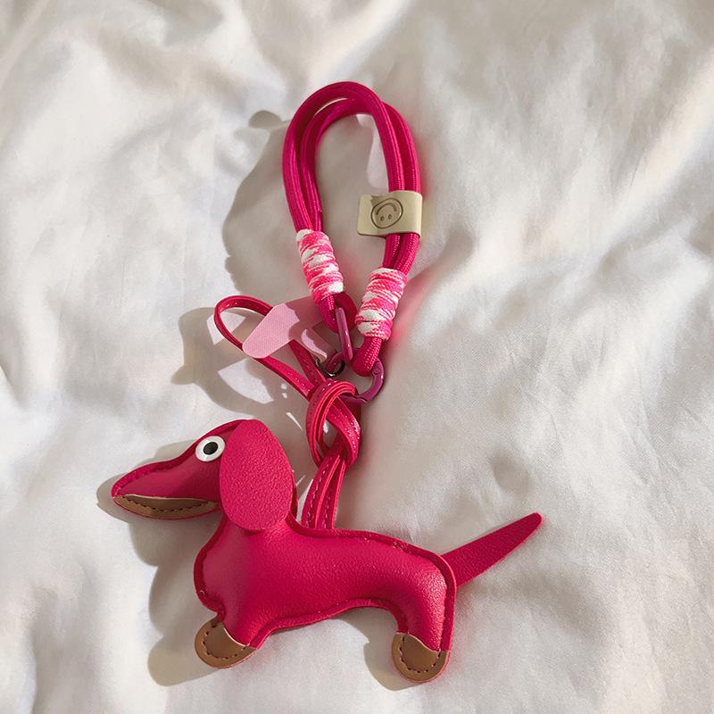 Dackel Anhänger Leder Taschenanhänger - Niedliches Cartoon Ornament