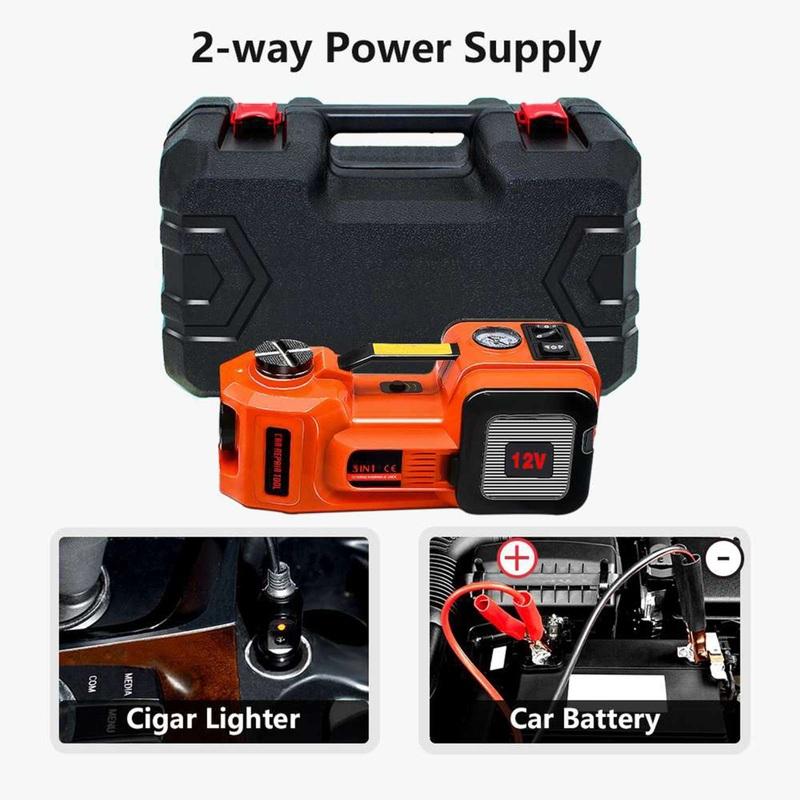 Household DC12V 5T 2 in 1 Electric Hydraulic Car Jack Easy-Operate Emergency Tool with Air Pump to Lift Car