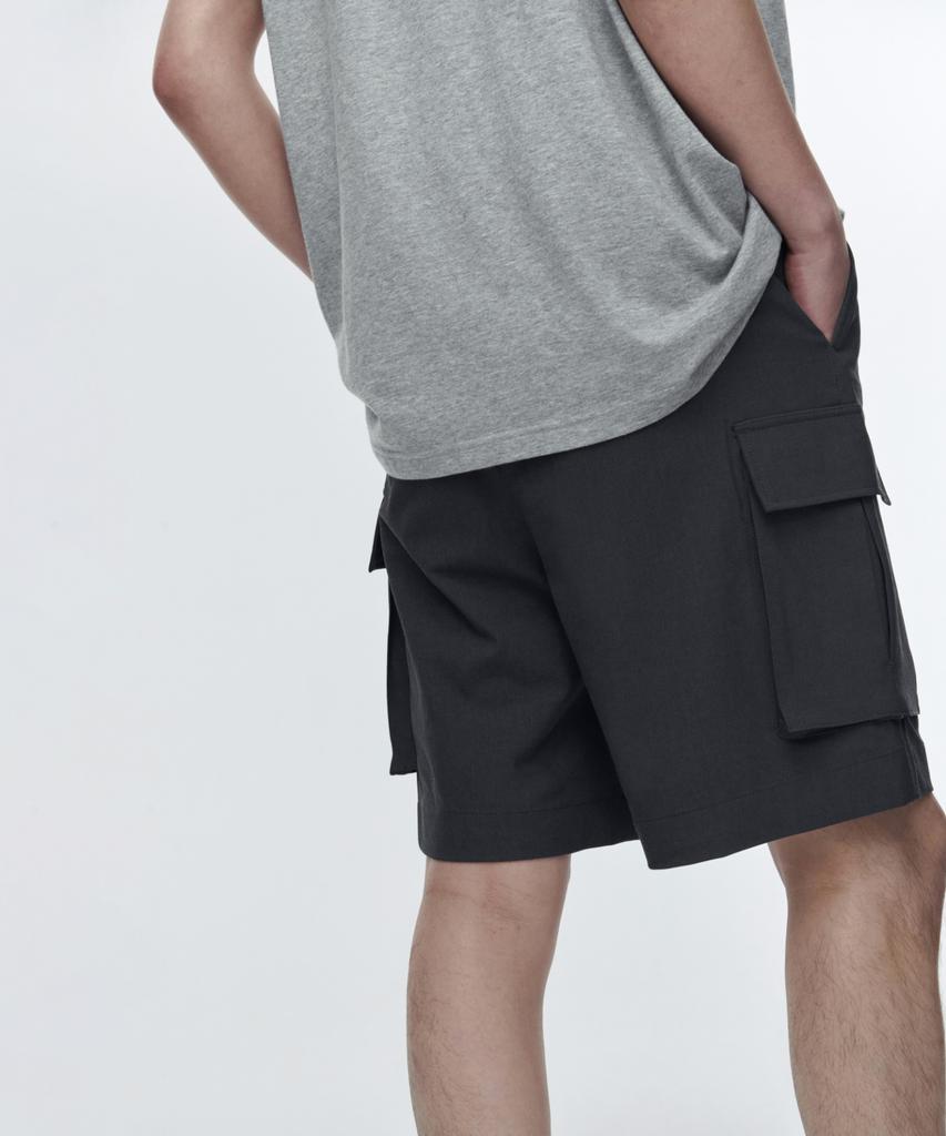 MUSINSA STANDARD Wide Banded Cargo Half Slacks [Gray]