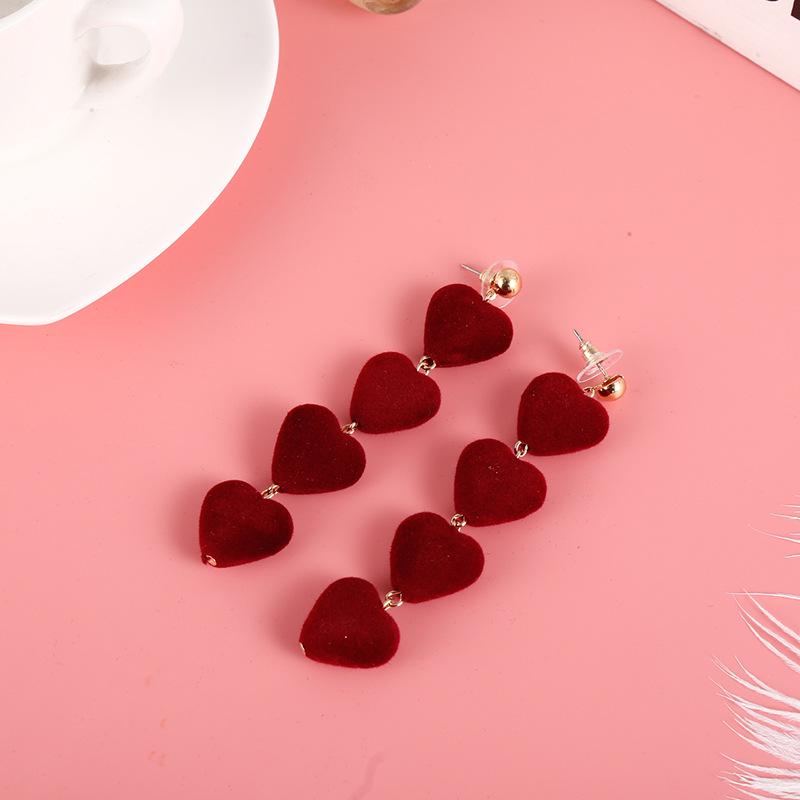 Korean Style Velvet Heart Earrings - Popular Love Heart Design