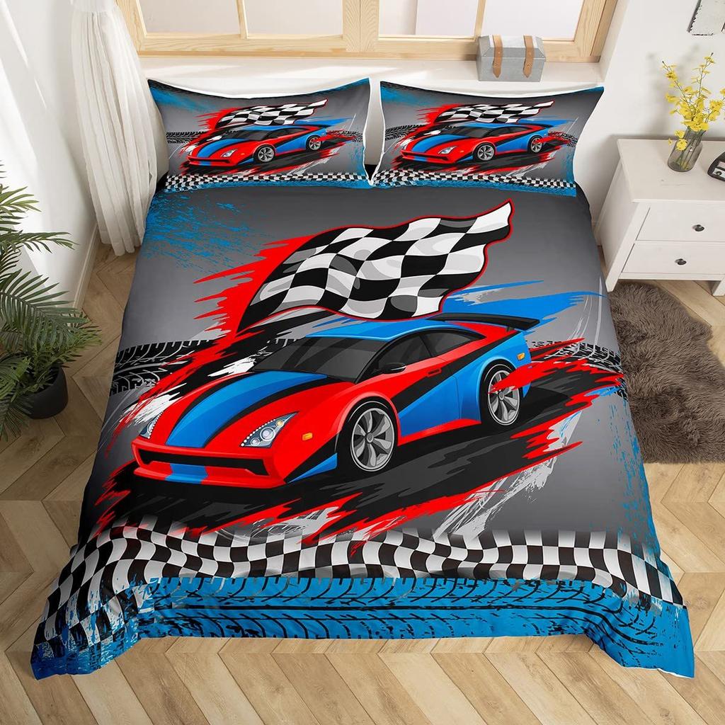 Home Textile Three-Piece Cool Sports Car 3D Digital Printing Quilt Cover Pillowcase Bedding