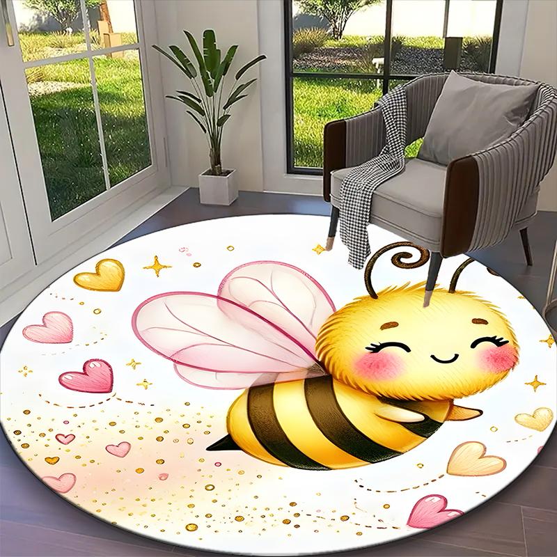 1pc Office Printed Round Carpet, Cute Bear Rug, Home Sofa Chair Mat For Christmas and Halloween Décor