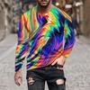 3D Gedrucktes Buntes Gradient T-Shirt Für Herren Mode Abstraktes Muster T-Shirts Herbst Lässige Rundhals Oberteile Lockere Langarm T-Shirts