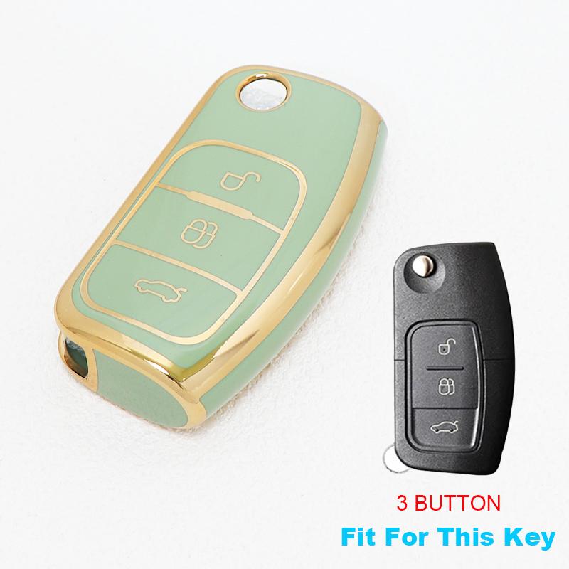 Bil TPU Sammenleggbar Nøkkeldeksel Skall Etui For Ford Focus 2 MK2 Fiesta Mondeo Galaxy Falcon Territory Ecosport Veske Nøkkelring Beskytter