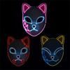Halloween Cat Face Mask for Women Halloween Glow LED Masks Anime Cosplay Masks Halloween Christmas Party Lighting Cat Masks