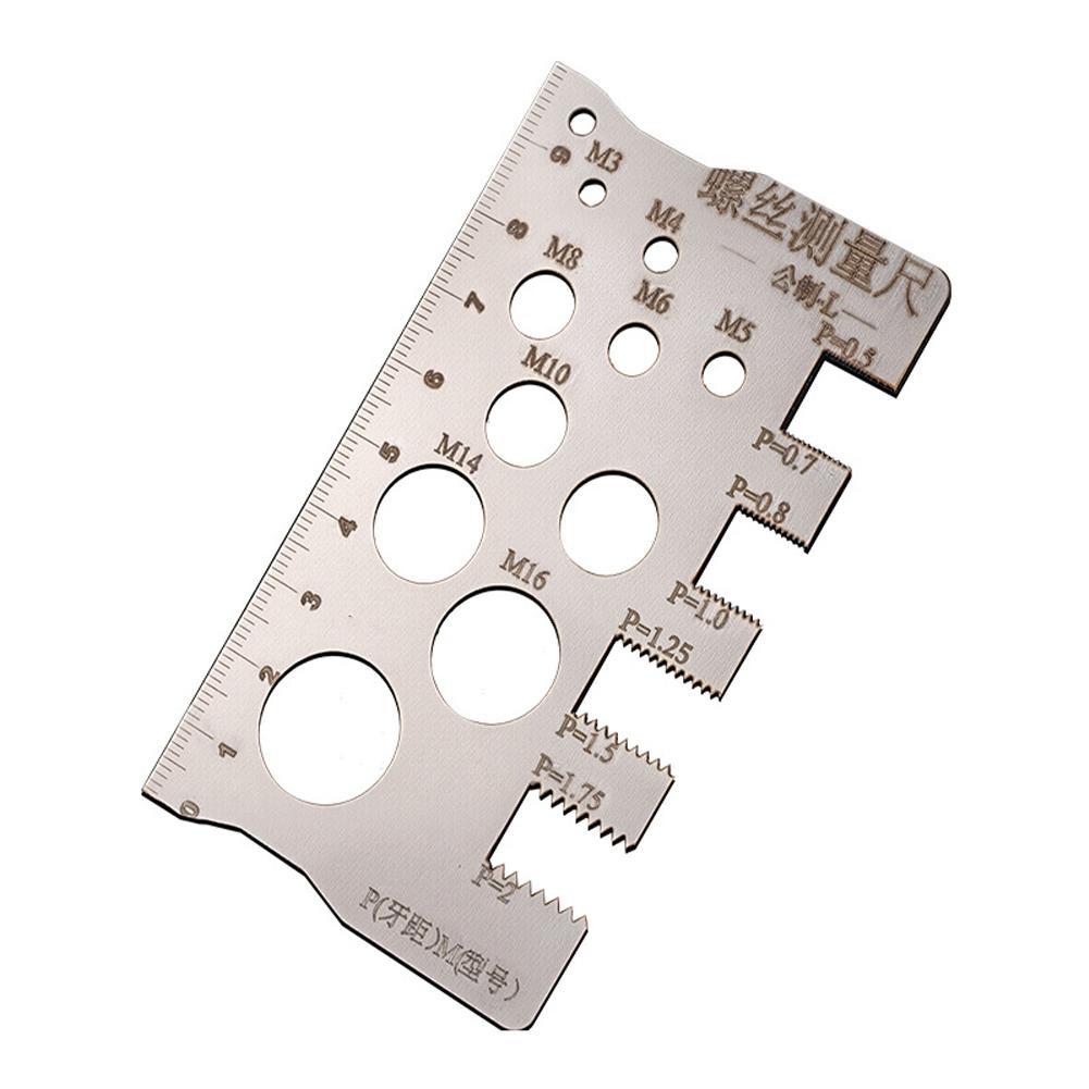 Thread Checker Screw Measurement Ruler Space Saving Nut Gauge Screw Measuring Tool Industry Cra R5B7