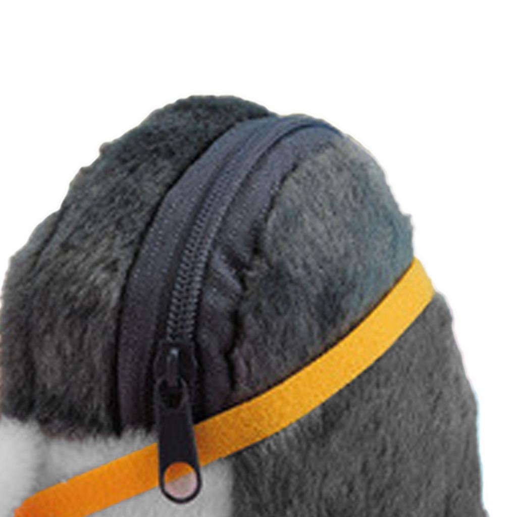 Cute Penguin Coin Purse and Lipstick Holder Durable Plush Bag for Change Data Cable Makeup