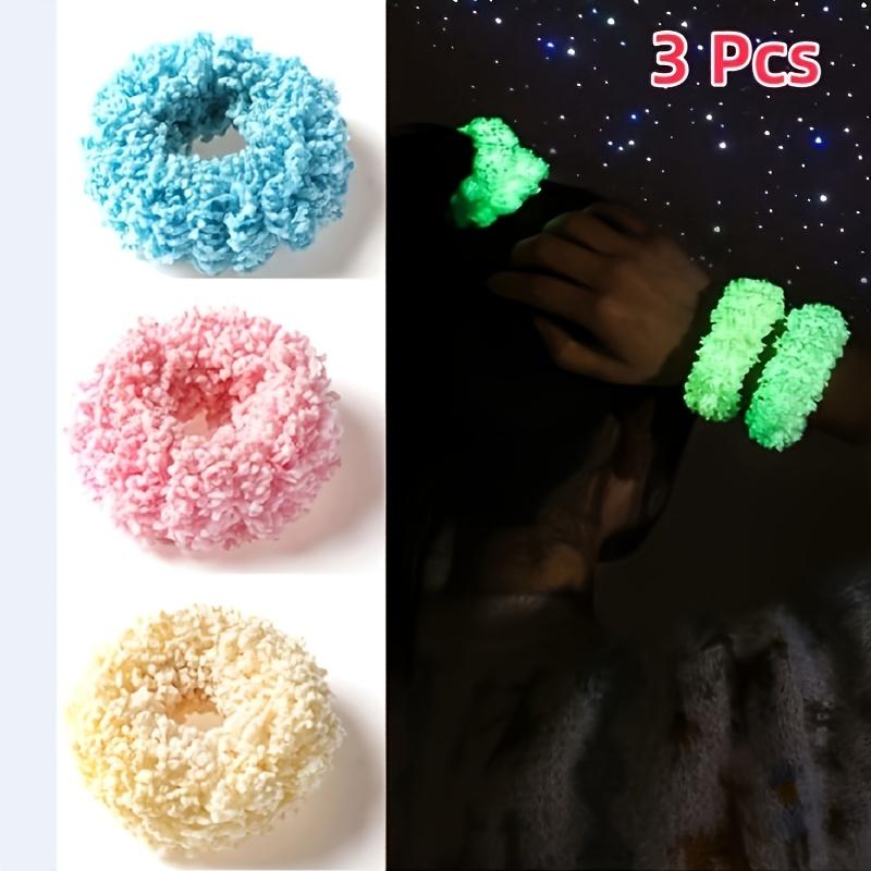 

Luminous Soft Plush Hair Bands Hair Tie Elastic Glowing Scrunchies for Women Party 3 pieces (yellow+blue+pink)