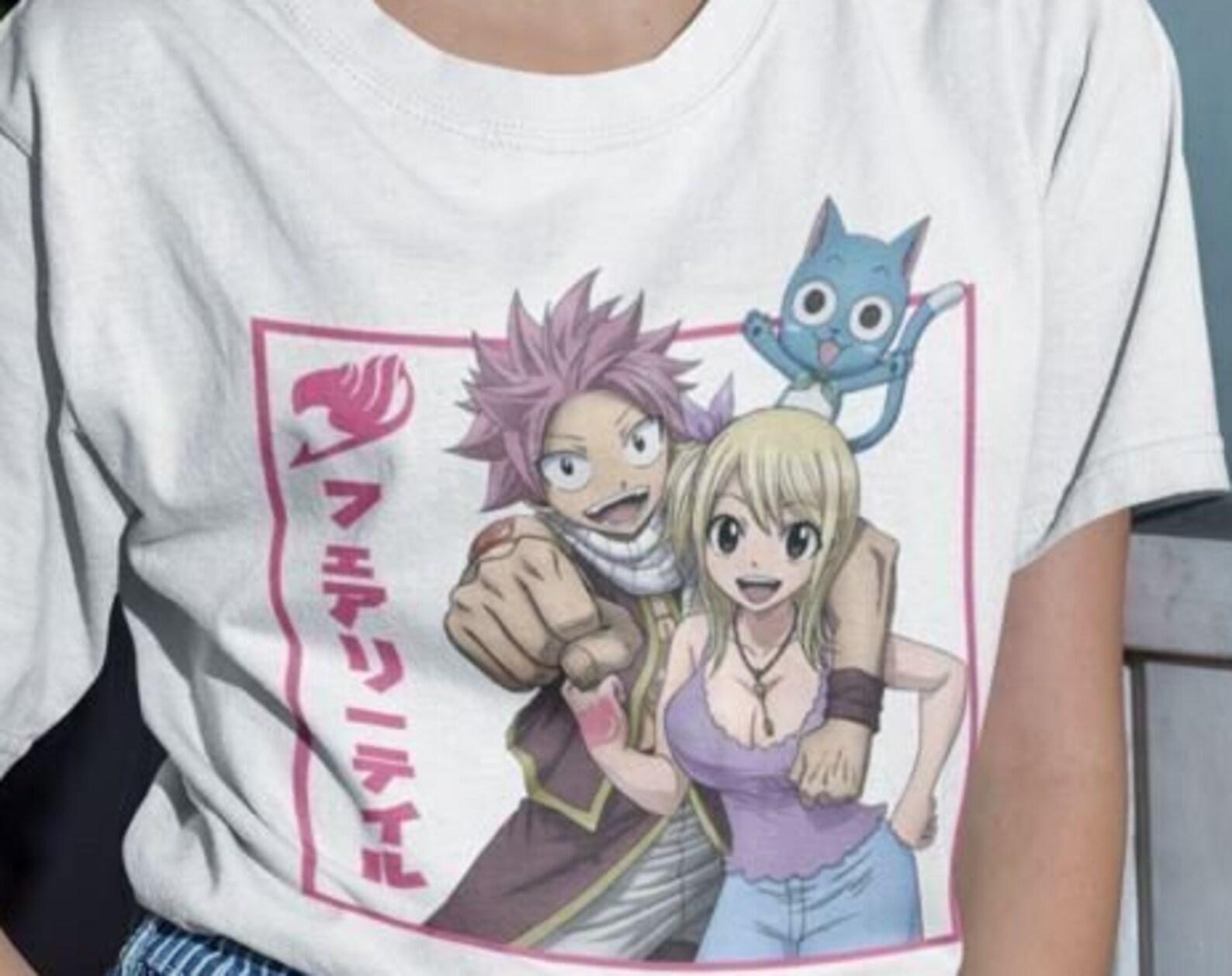 Fairy Tail Gray Fullbuster Juvia Lockser Anime Aesthetic Vaporwave Manga Otaku Unisex Heavy Cotton Tee S