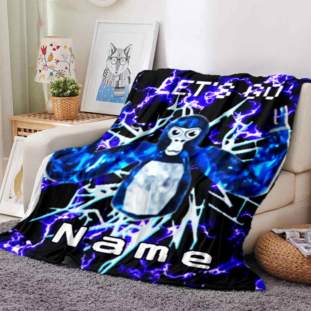 Customiz Name Personality Gorilla Tag Blanket Soft &Warm Sofa Office Bed Travel Lunch Break Blanket, Gift Suitable All Seasons