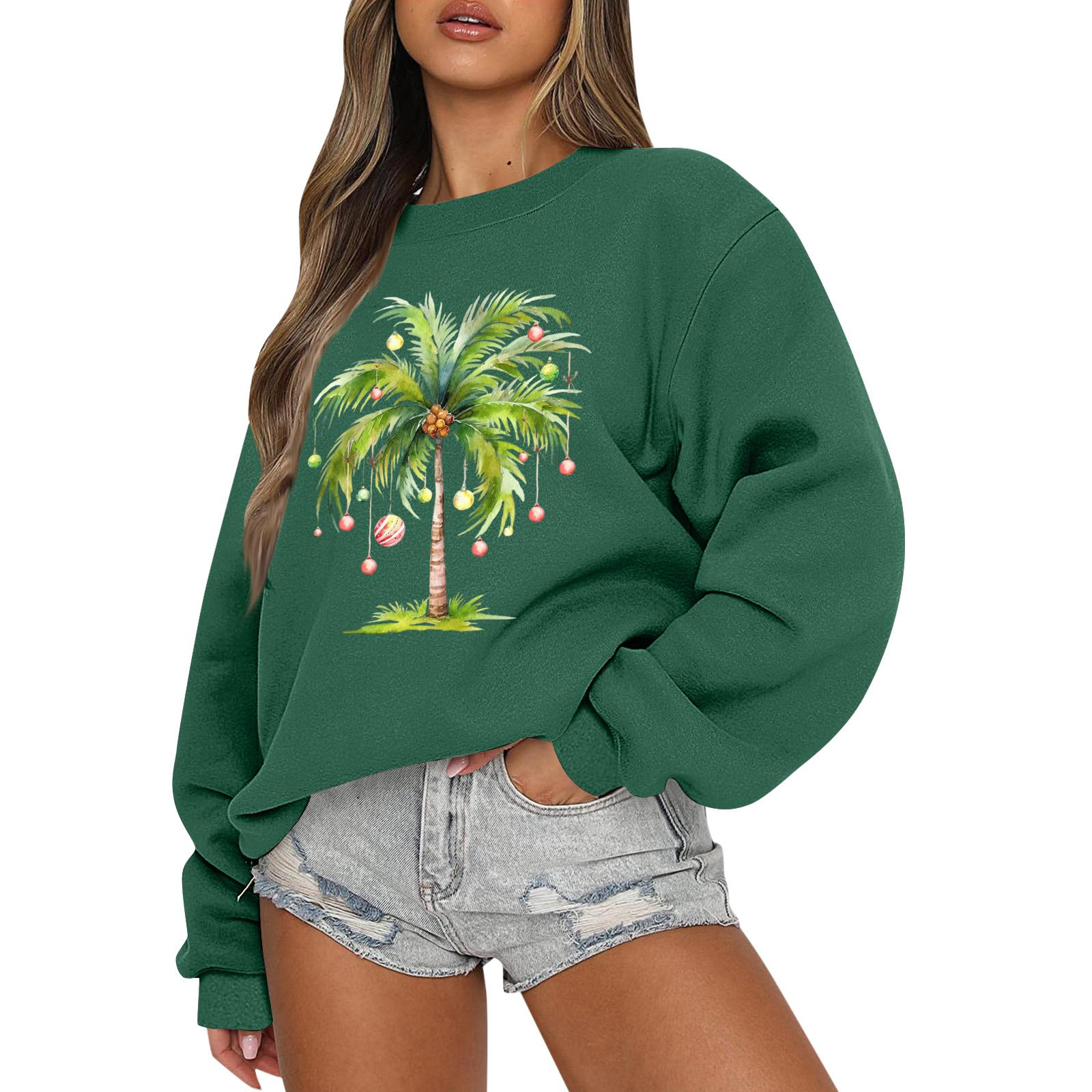 

Женские топы Женский свитшот с длинным рукавом Повседневный с круглым вырезом Свободного кроя Пуловер Флисовые топы S зелёный