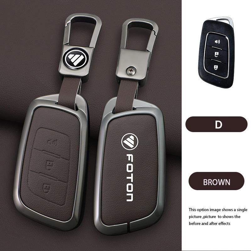 Zinc Alloy Leather Car Key Case Cover For Foton Senior General G9 Landscaper Yutu 9/8 pickup F9 Xiangling Q Protector Keychain