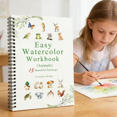 Aquarell Malbuch Kinder Erwachsene Anfänger Aquarell Malbuch 15 Gemälde Botanische Pflanzen Tier Malbuch
