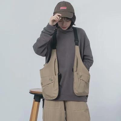 Unisex Summer Tactical Sling Vest with Large Pockets - Japanese Workwear Style for Outdoor Use