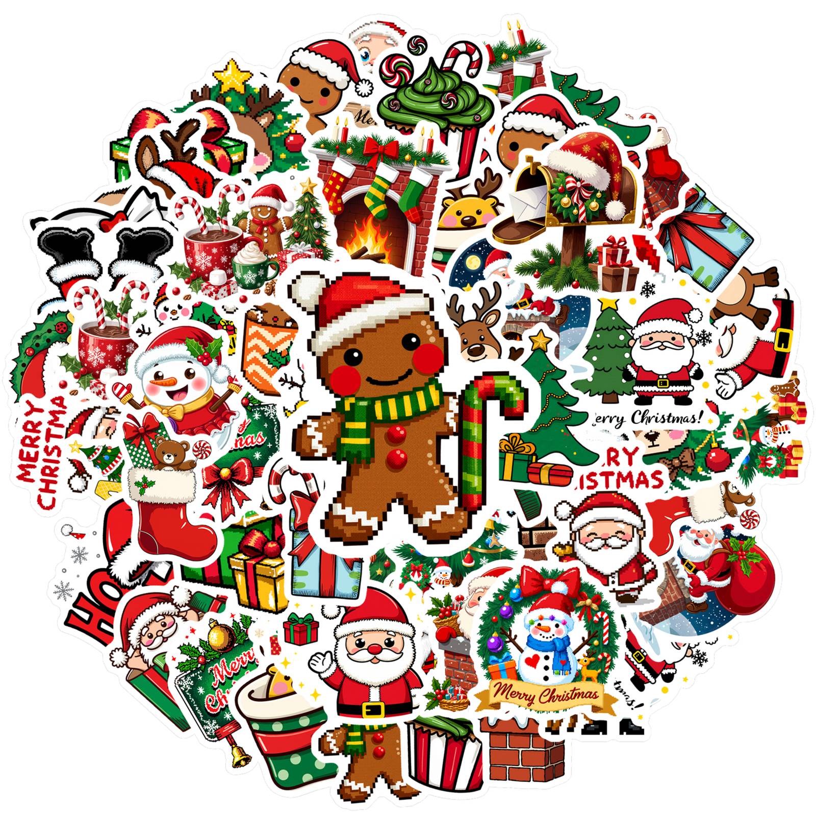 

1set Merry Christmas Cartoon Stickers Cute Xmas Tree Santa Claus Elk Stationery Sticker Xmas Graffiti Decals For Luggage Laptop