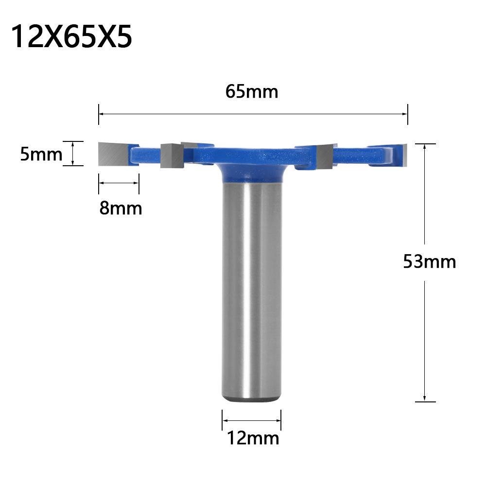 

Деревообрабатывающая фреза 6-зубая Т-образная фреза Махагон Шестизубая Большая Т-образная фреза с ручкой Пазовая фреза Плюс длинная ручка, Толщина 5 мм Six-blade T-knife 12 * 65 * 5