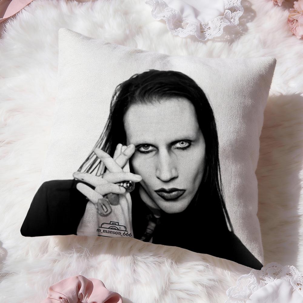 

singer M-Marilyn M-Manson Cushion Cover Premium Comfort Reversible Pillow Cove -Two in One Design for Any Room & Car Interior 30cmx30cm