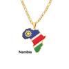 Collar con Mapa de Esmalte Africano: Colgante Geométrico de Acero de Titanio, Joyería Estilo 2022.