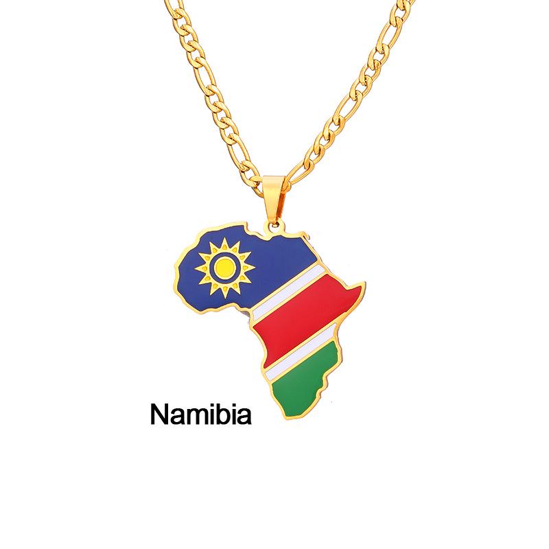Collar con Mapa de Esmalte Africano: Colgante Geométrico de Acero de Titanio, Joyería Estilo 2022.