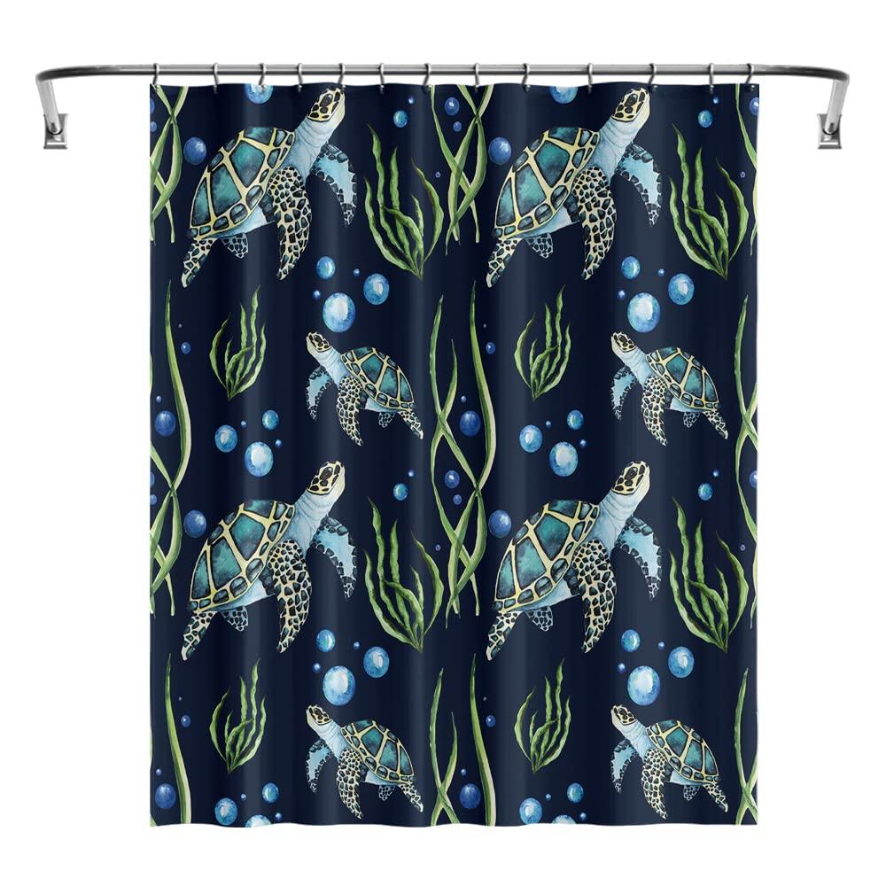 Nautical Coastal Shower Curtain,Beach Ocean Theme Shower Curtain for Bathroom Decor,Summer Tropical Coral Bath Curtain with Hook