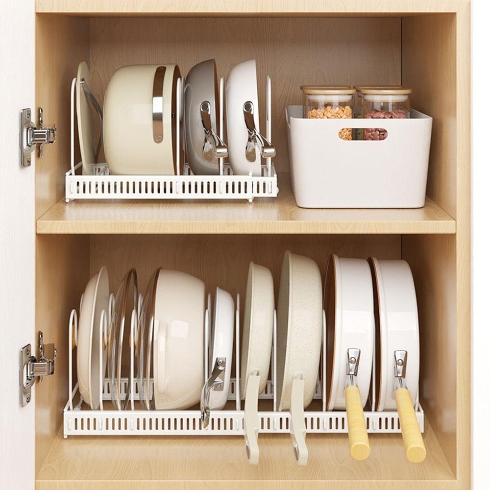 Carbon Steel Dish Drain Rack Adjustable Pot Lid Organizer Practical Kitchen Utensils Rack  Pantry