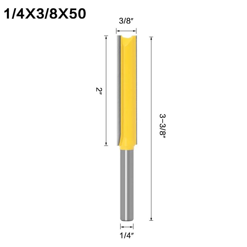 

50mm 76mm YG8 Steel 3/8 Extra Long Dual Flush Trim Straight Router Cutting Diameter Bit 1/4 Shank / 1Pc 50mm