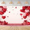 Atmospheric Red Heart Balloon Tapestry Peach Skin 2D Flat Printed Wall Hanging Romantic Valentine Day Decor for Bedroom Wedding